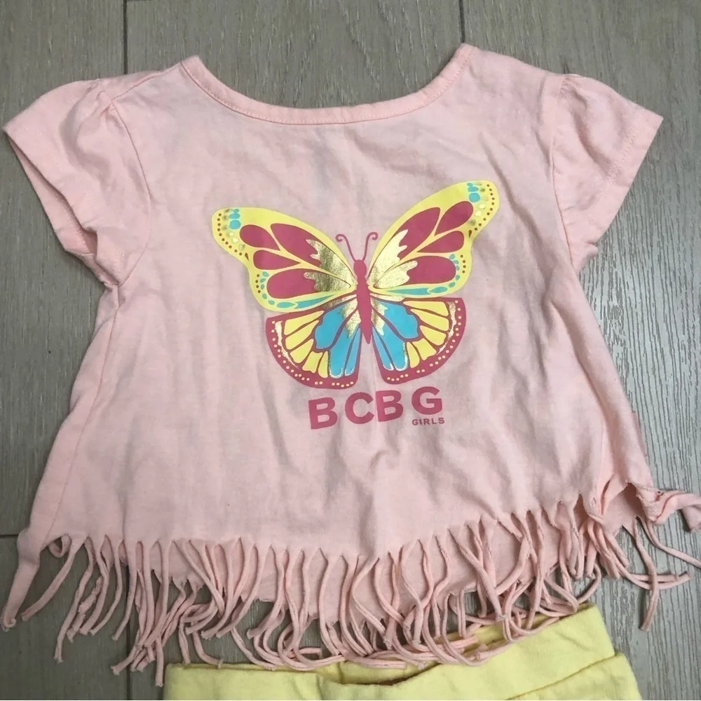 Girls BCBG Matching Short Set With Bonus Jeans Fringe Top Size 3T